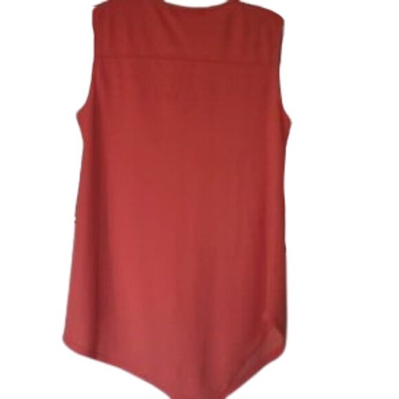 Essentials by Milano V neck sleeveless asymmetrical tangerine crepe top Sz 14 - Picture 4 of 6